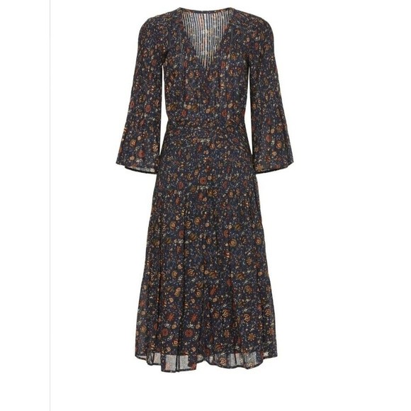 VERONICA BEARD Dresses & Skirts - Veronica Beard Shireen Pleated Floral Midi-Dress Size 10